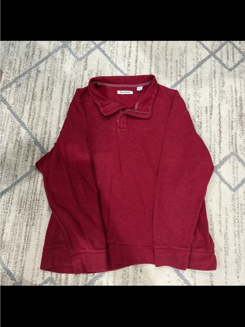 XL Tommy Bahama Men's 1/4 Zip Sweater with Pockets in Burgundy